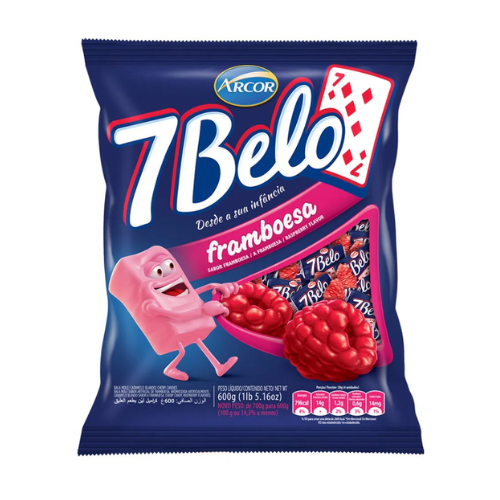 Bala 7 Belo Framboesa Mastigável 500g - Arcor